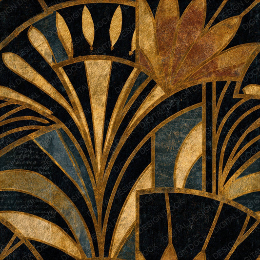 Letterpress Art Deco Textile Gold Seamless Digital Paper Pack (DDD014456)