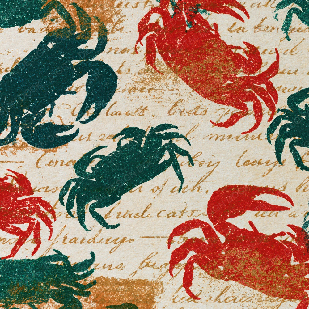 Risograph Fiddler Crabs Emerald Ruby Digital Paper Pack (DDD014461)