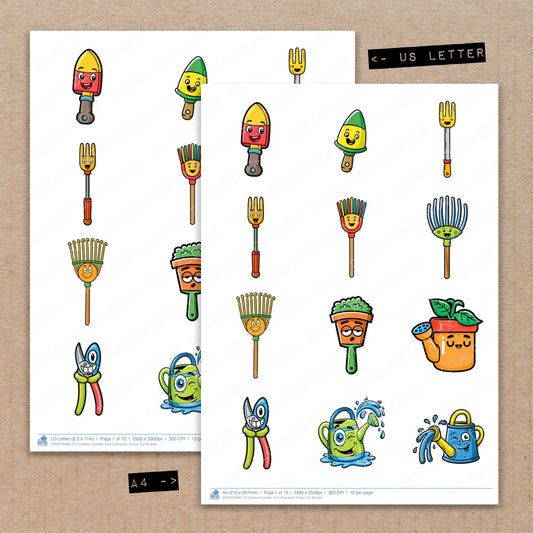 Cartoon Garden Tool Character Fussy Cut Sheets (DDD014486)