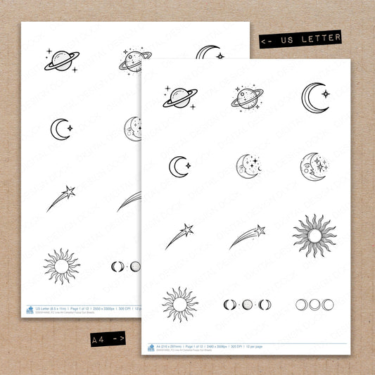 Line Art Celestial Fussy Cut Sheets (DDD014493)