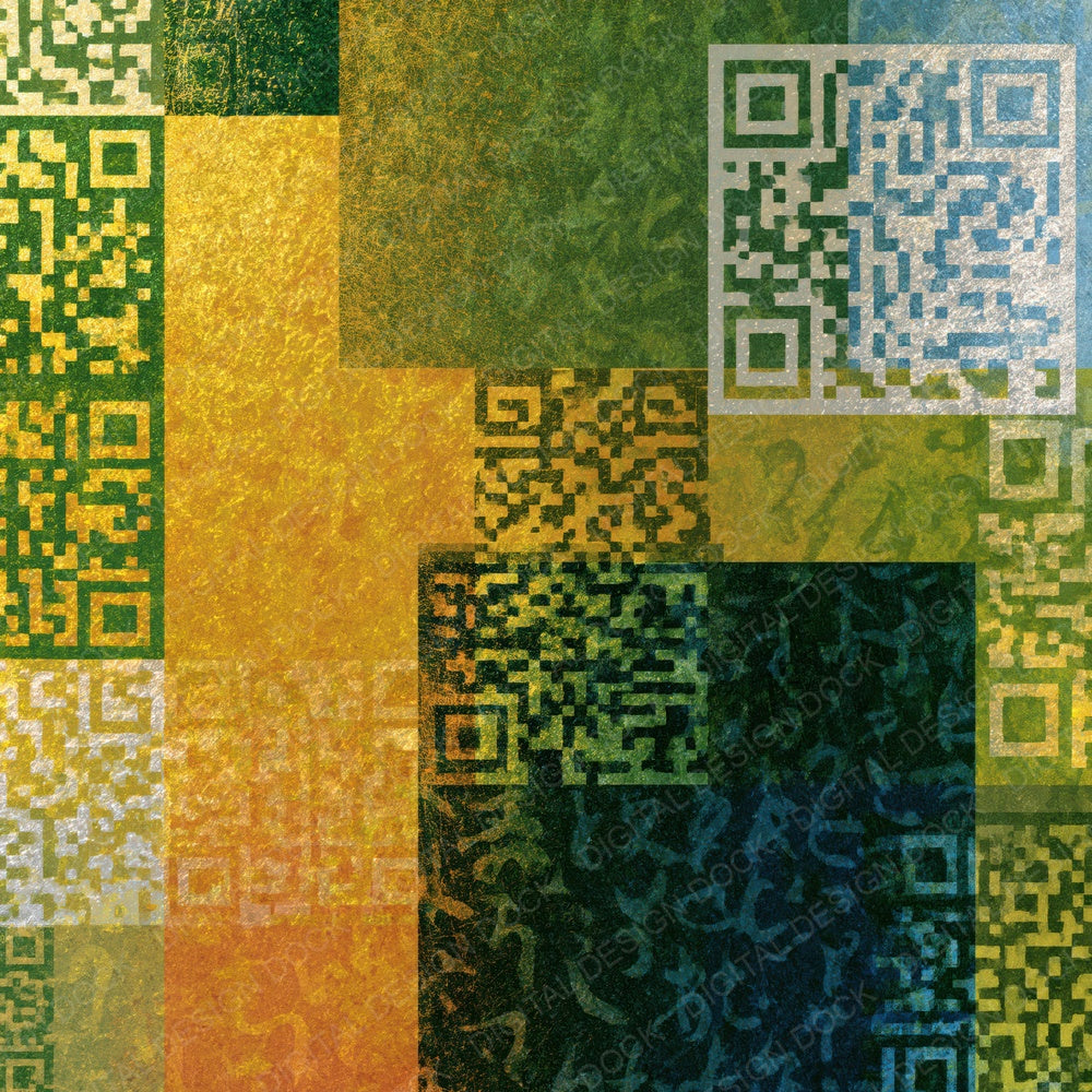 Drypoint QR Code Olive Chartreuse Digital Paper Pack (DDD014512)