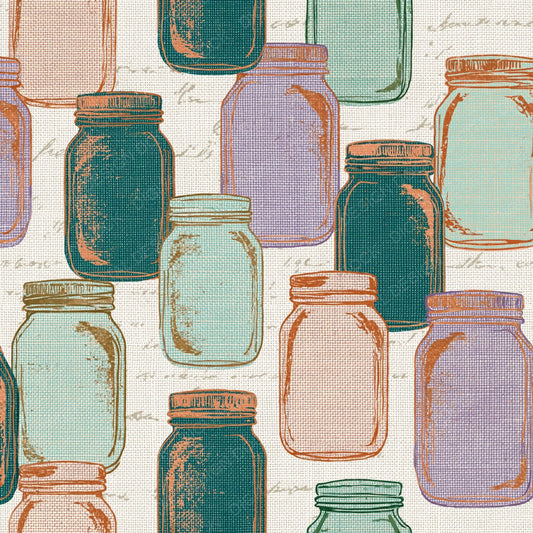 Single Embroidery Preserve Jars Lilac Mint digital paper shown full size