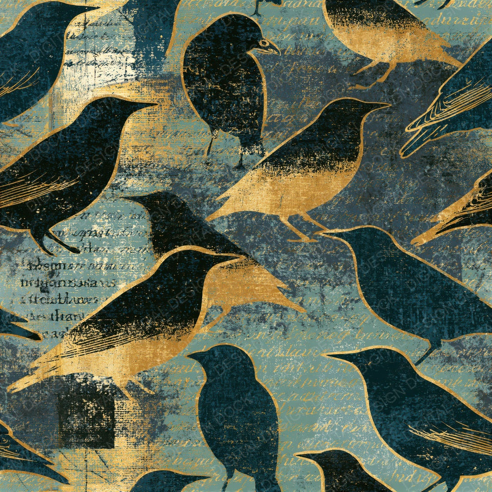 Monoprint Starlings Adobe Sage Seamless Digital Paper Pack (DDD014576)