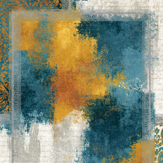 Victorian Mustard Teal Abstract Digital Paper Pack (DDD014582)