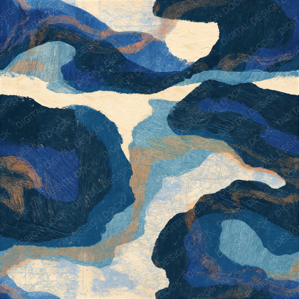 Woodcut Denim Navy Cobalt Abstract Seamless Digital Paper Pack (DDD014584)