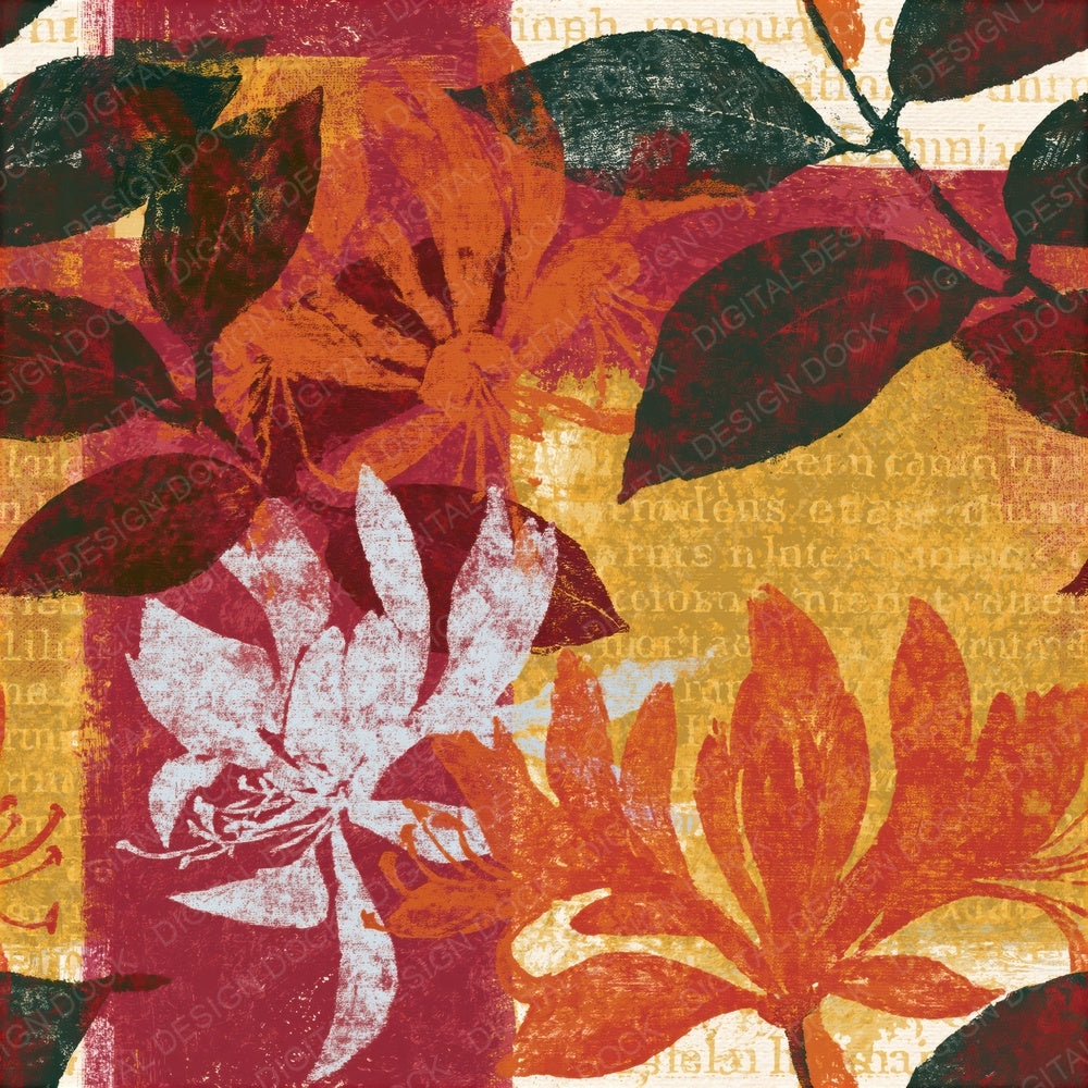 Indian Block Print Honeysuckle Cinnamon Seamless Digital Paper Pack (DDD014607)