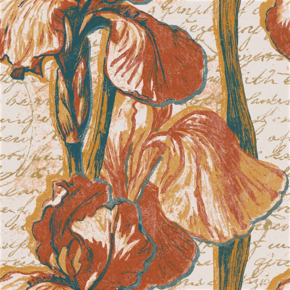 Indian Block Print Iris Rust Seamless Digital Paper Pack (DDD014627)