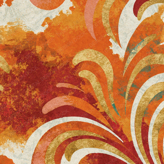 Rococo Burnt Orange Ochre Abstract Digital Paper Pack (DDD014657)