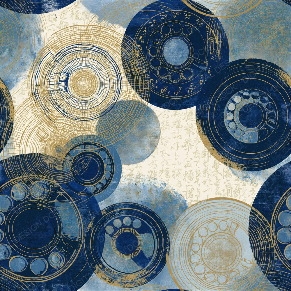 Etching Rotary Dials Denim Navy Seamless Digital Paper Pack (DDD014667)