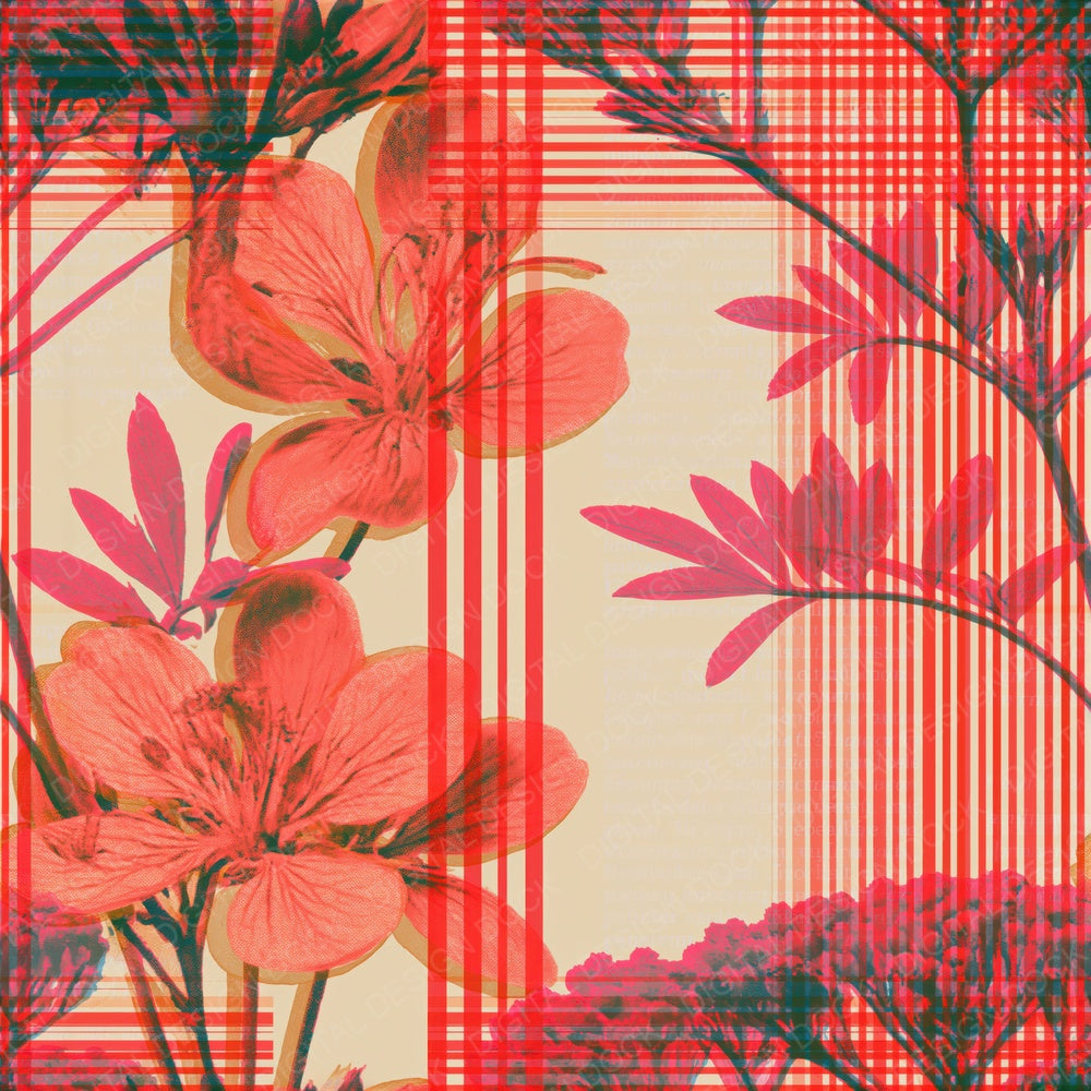 Screenprint Neon Stripes Cherry Currant Seamless Digital Paper Pack (DDD014676)