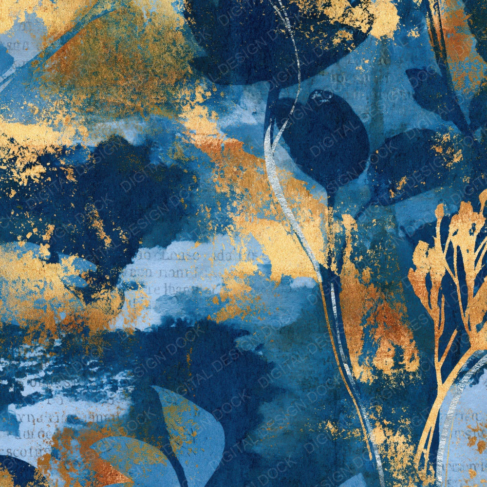 Cyanotype Rust Gold Abstract Digital Paper Pack (DDD014769)