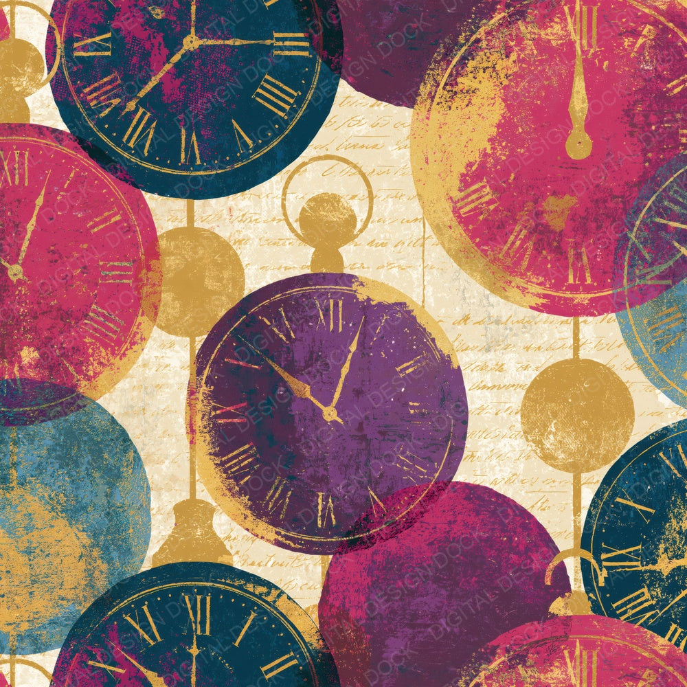 Fresco Pendulum Clocks Plum Cream Digital Paper Pack (DDD014772)