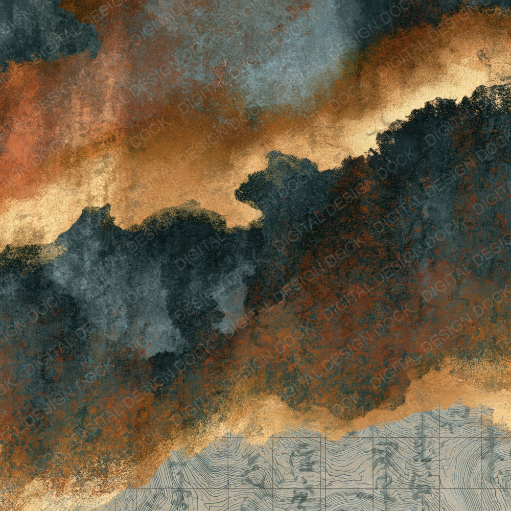 Antique Map Copper Rust Texture Digital Paper Pack (DDD014785)