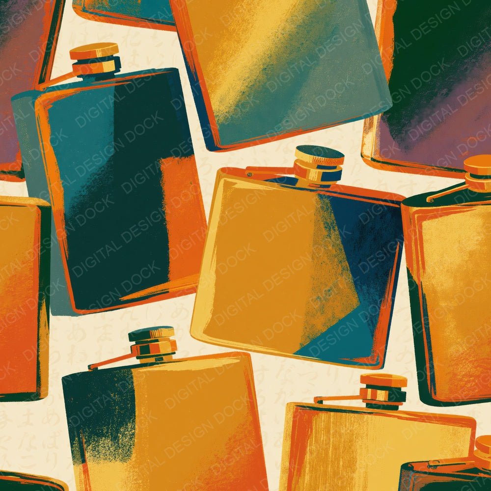 Pop Art Pocket Flasks Gold Eucalyptus Digital Paper Pack (DDD014798)