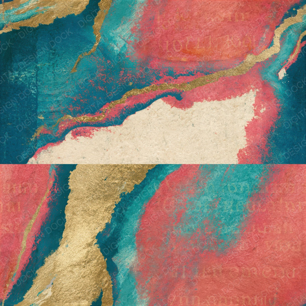 Lithograph Bubblegum Turquoise Abstract Seamless Digital Paper Pack (DDD014816)