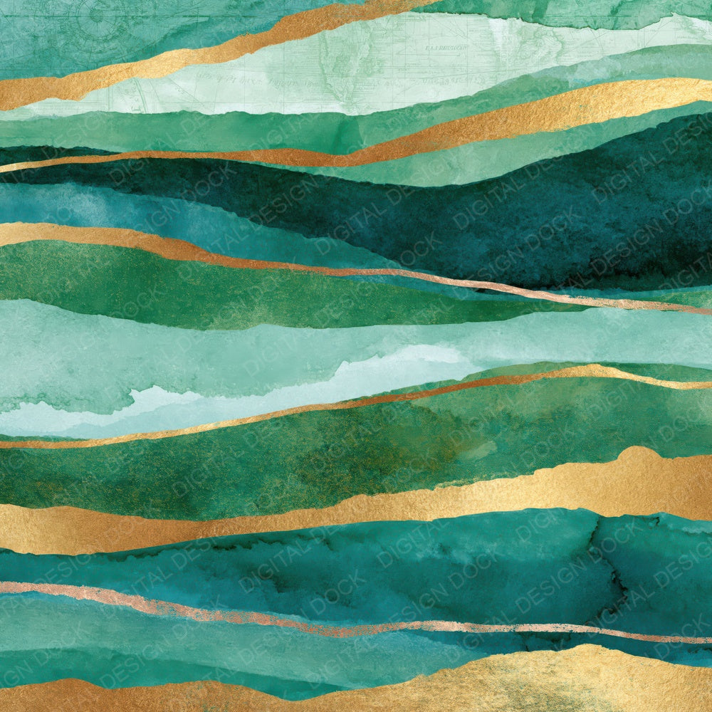 Watercolour Mint Jade Emerald Abstract Digital Paper Pack (DDD014822)