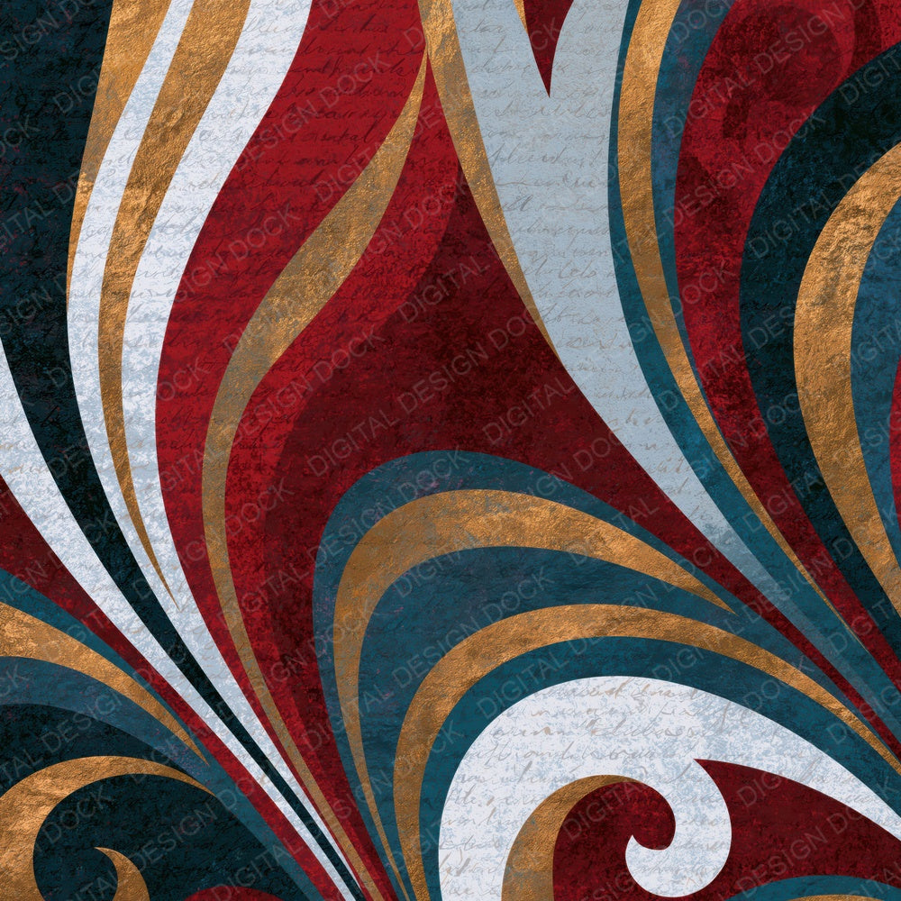 Baroque Crimson White Abstract Digital Paper Pack (DDD014826)