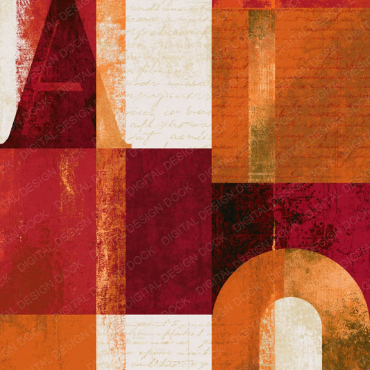 Bauhaus Cherry Orange Abstract Digital Paper Pack (DDD014827)