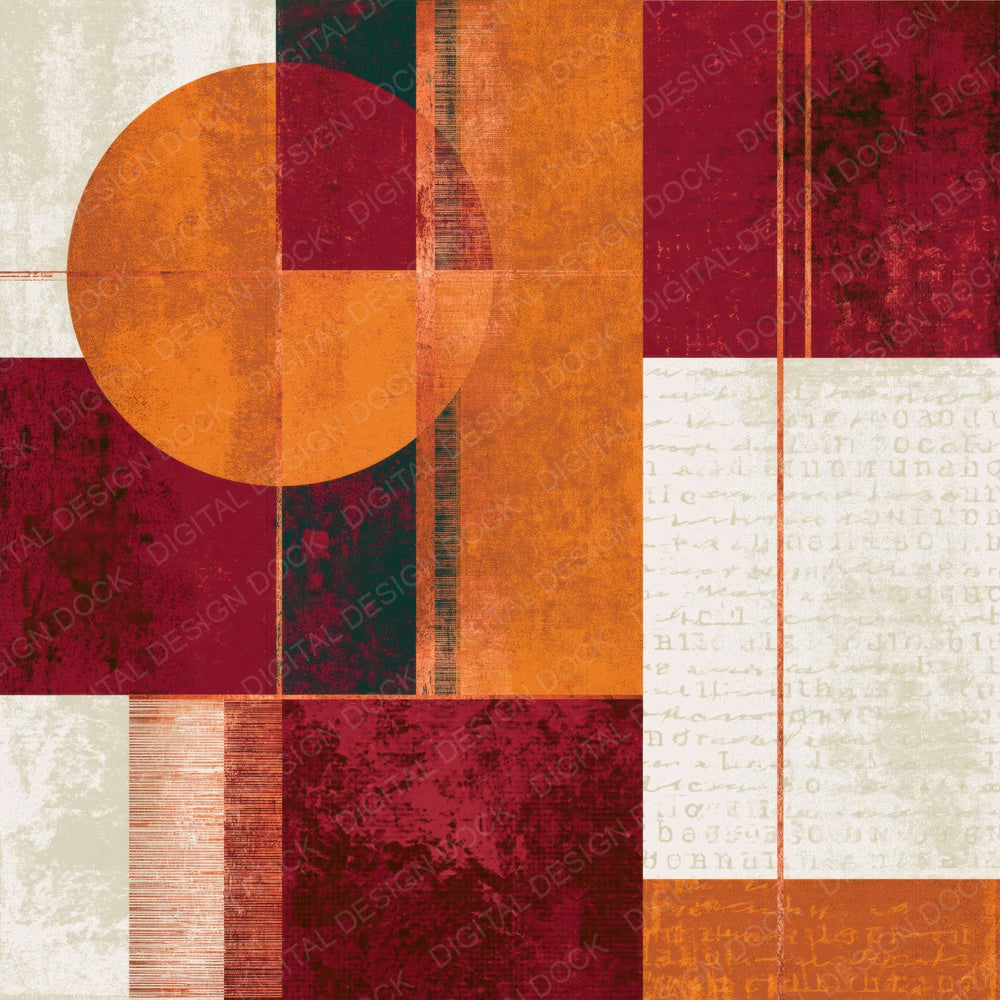 Bauhaus Cherry Orange Abstract Digital Paper Pack (DDD014827)