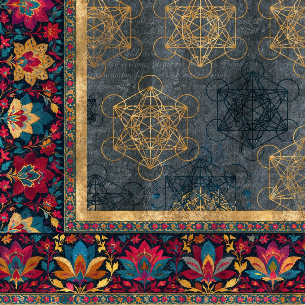 Mughal Metatrons Cube Silver Grey Digital Paper Pack (DDD014834)