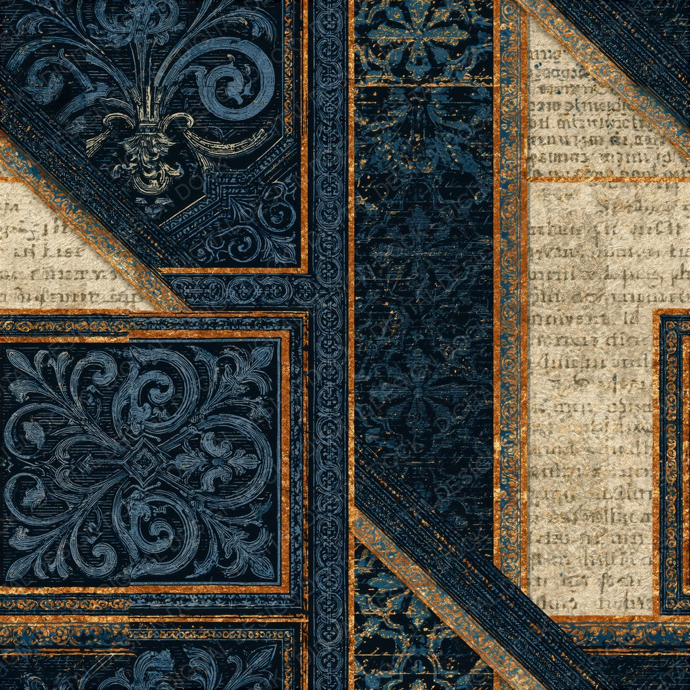 Victorian Midnight Bone Abstract Seamless Digital Paper Pack (DDD014843)