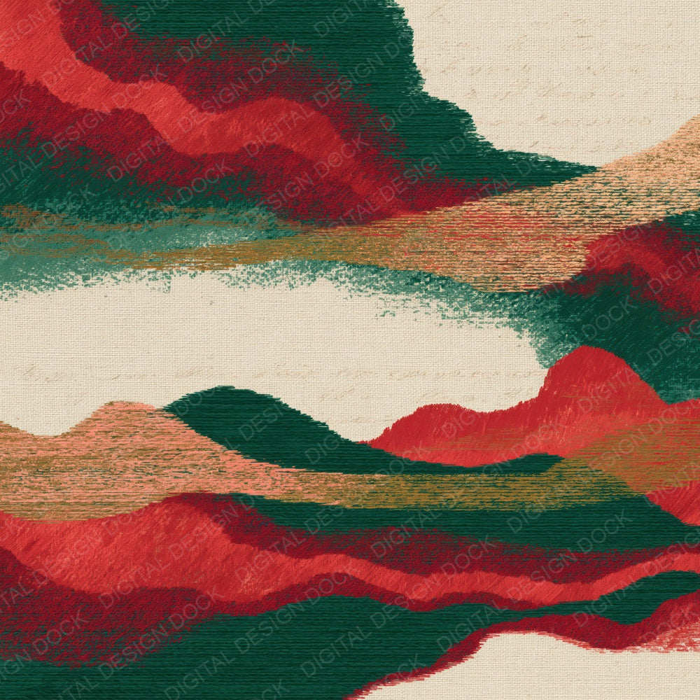 Embroidery Evergreen Red Cream Texture Digital Paper Pack (DDD014855)