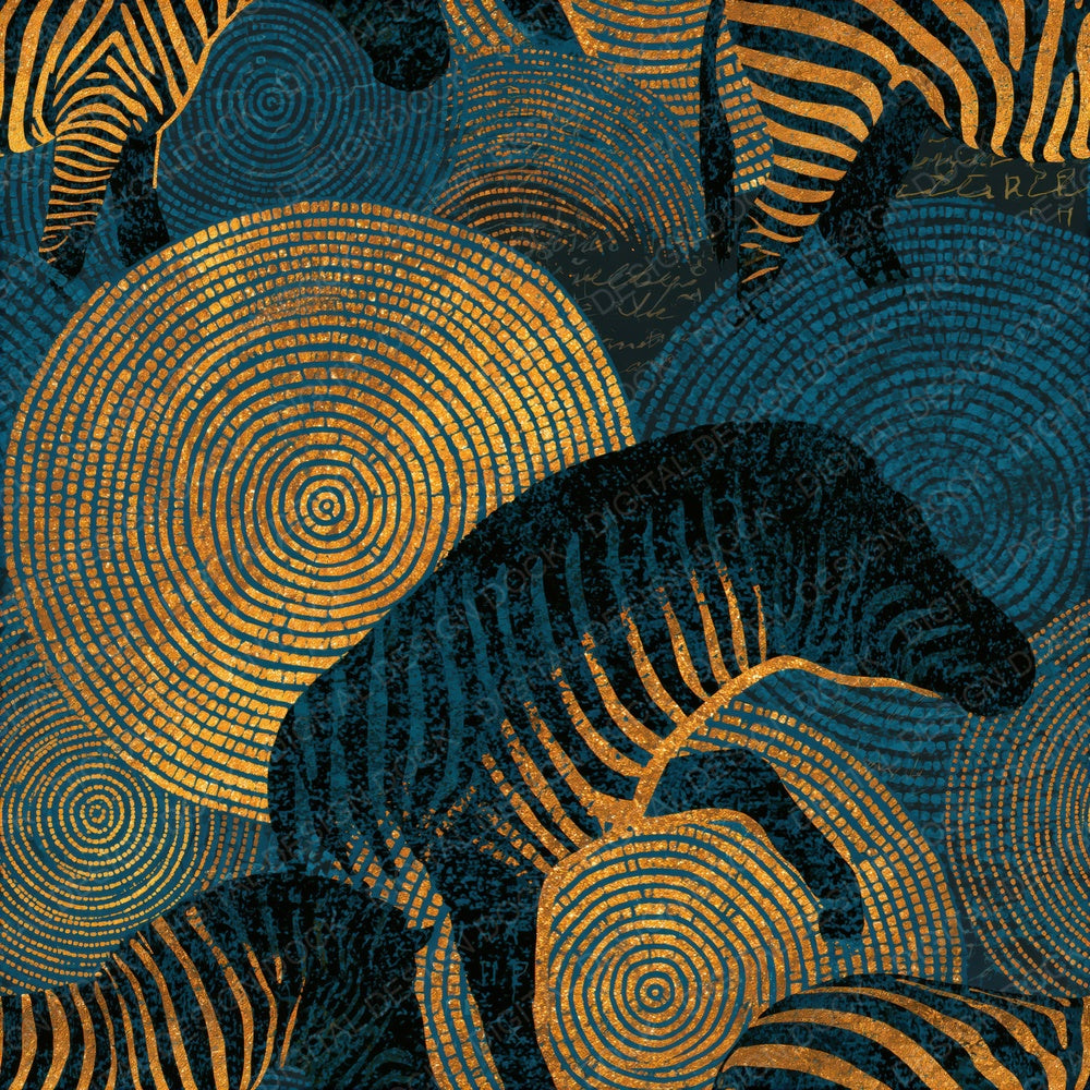 Aboriginal Dot Zebra Teal Brass Seamless Digital Paper Pack (DDD014865)