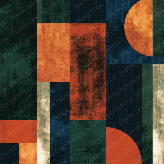 Bauhaus Midnight Green Copper Abstract Digital Paper Pack (DDD014870)