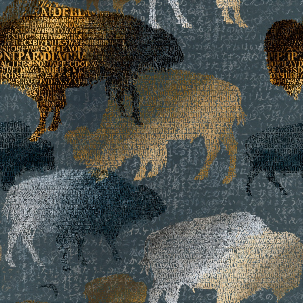 ASCII Buffalo Silver Grey Seamless Digital Paper Pack (DDD014886)