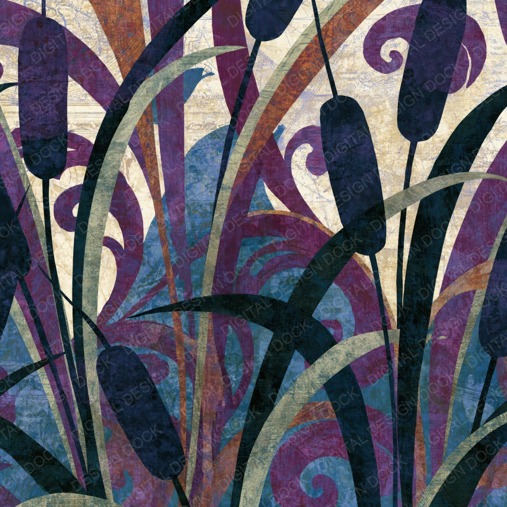 Baroque Cattails Plum Damson Digital Paper Pack (DDD014907)