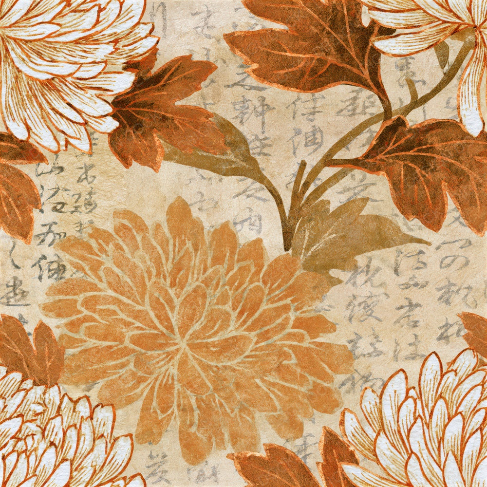 Egg Tempera Chrysanthemums Sepia Seamless Digital Paper Pack (DDD014933)