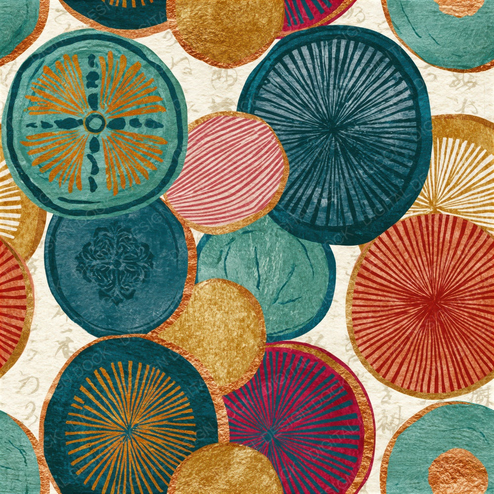 Egg Tempera Coins Turquoise Pink Seamless Digital Paper Pack (DDD014971)