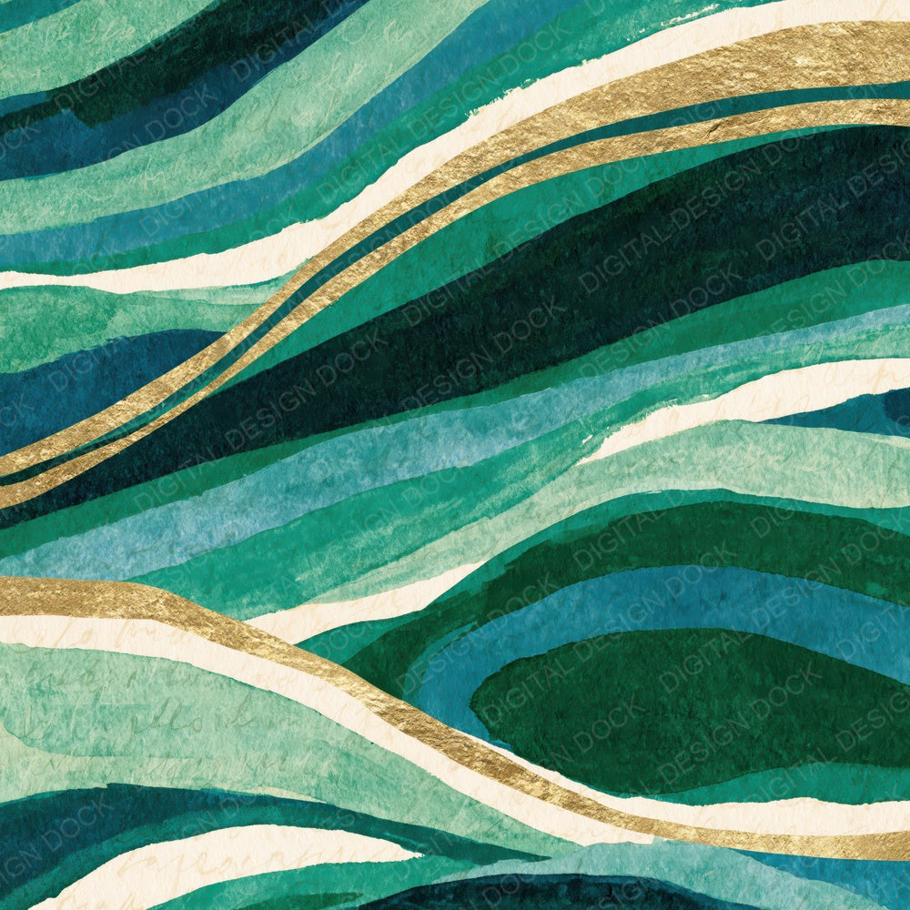 Gouache Flow Fields Malachite Cream Digital Paper Pack (DDD014973)