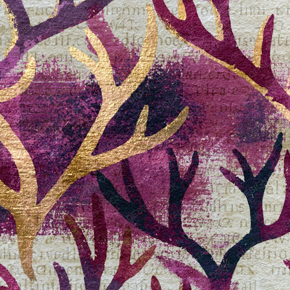 Impressionist Antlers Plum Bone Digital Paper Pack (DDD014978)