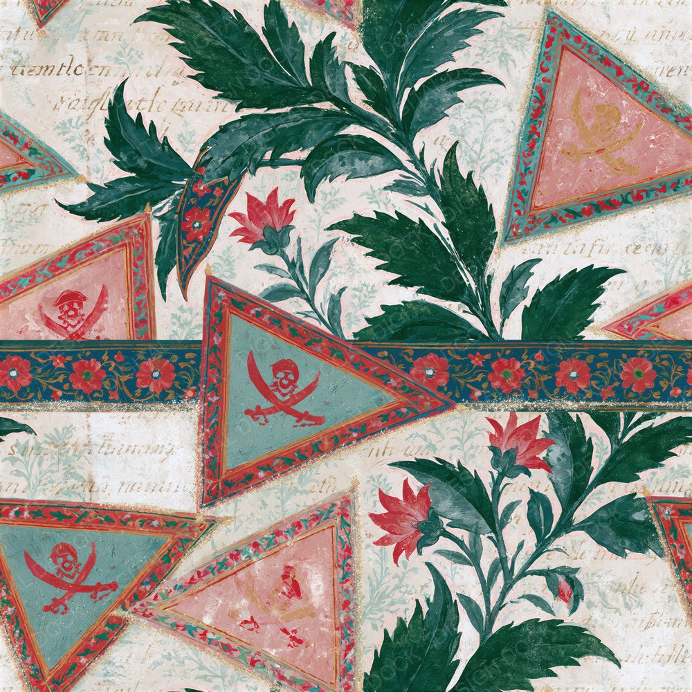 Mughal Pirate Flags Pink Mint Seamless Digital Paper Pack (DDD014982)