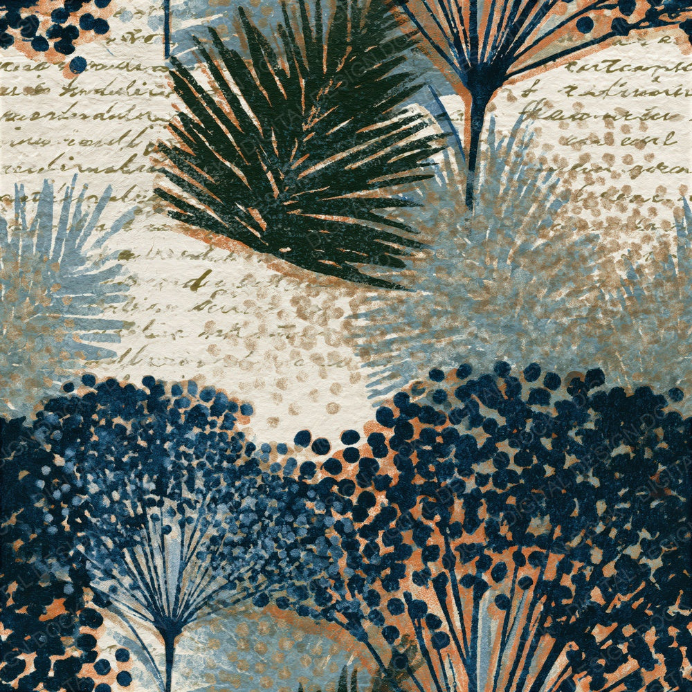 Blueprint Spore Pattern Pine Cream Seamless Digital Paper Pack (DDD014988)