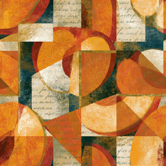 Cubist Peaches Amber Cream Seamless Digital Paper Pack (DDD015009)