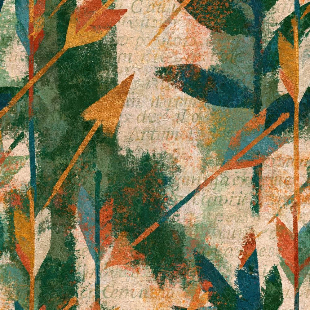 Impressionist Arrows Forest Green Bone Digital Paper Pack (DDD015011)
