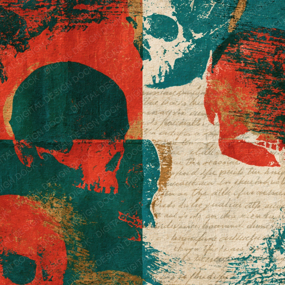 Indian Block Skulls Emerald Ruby Digital Paper Pack (DDD015012)