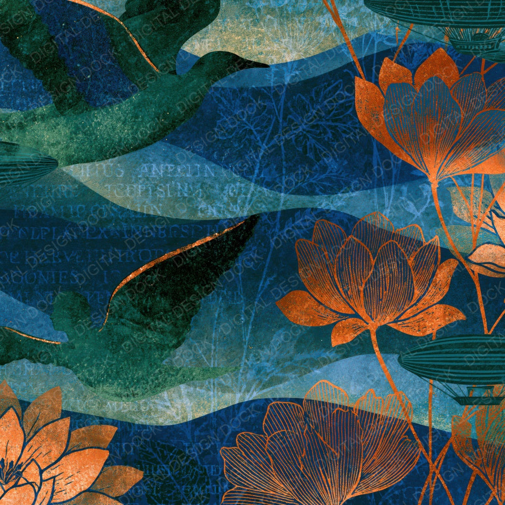 Lithograph Angels Airships Midnight Green Digital Paper Pack (DDD015033)