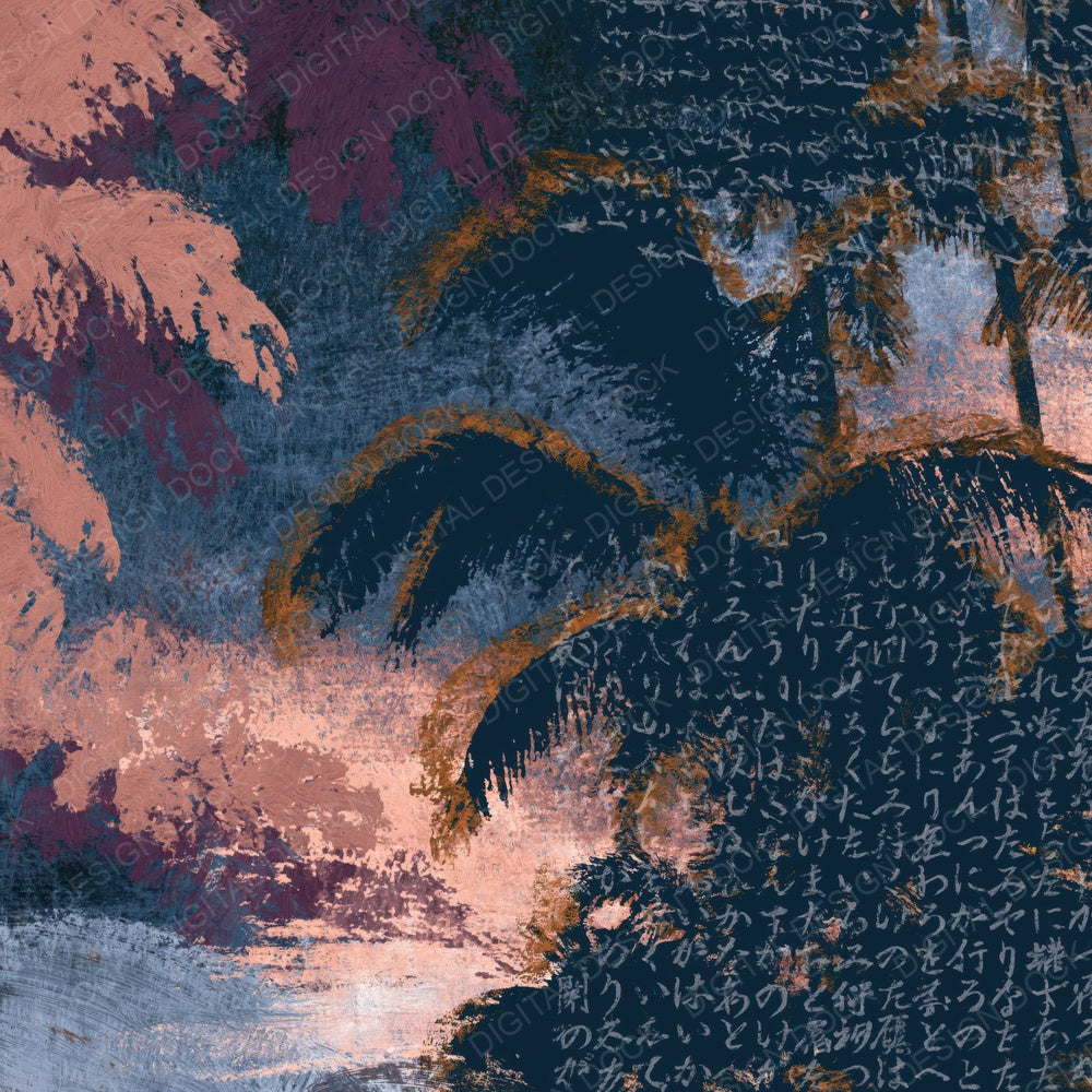 Oil Pastel Tropical Beach Rose Navy Digital Paper Pack (DDD015057)