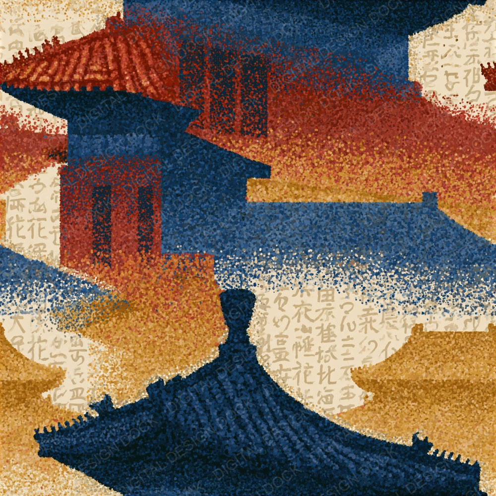 Pointillism Forbidden City Sienna Indigo Seamless Digital Paper Pack (DDD015058)