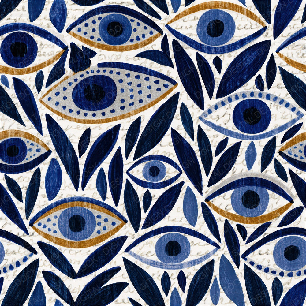 Scandinavian Evil Eyes Midnight Silver Seamless Digital Paper Pack (DDD015061)