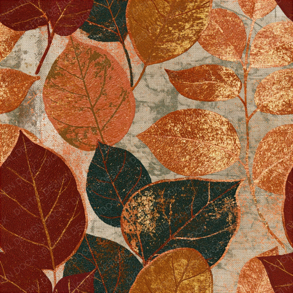 Embroidery Pressed Leaves Amber Rose Seamless Digital Paper Pack (DDD015069)