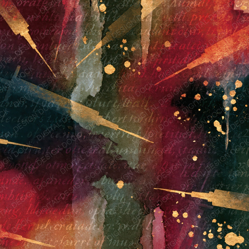 Ink Wash Syringes Burgundy Pine Digital Paper Pack (DDD015073)