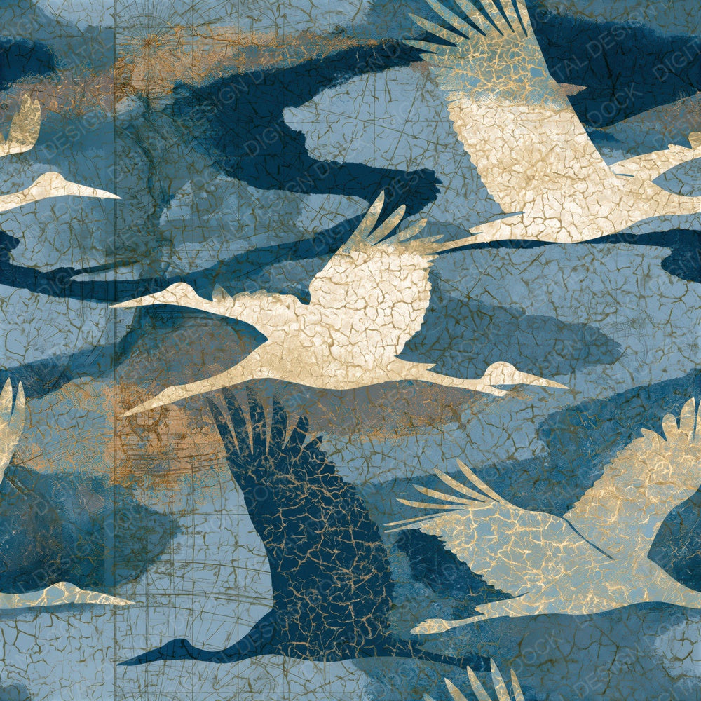 Batik Storks Stone Bone Seamless Digital Paper Pack (DDD015085)