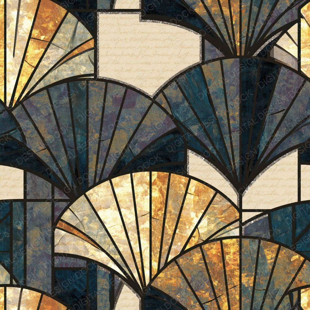 Stained Glass Art Deco Textile Thunder Digital Paper Pack (DDD015099)
