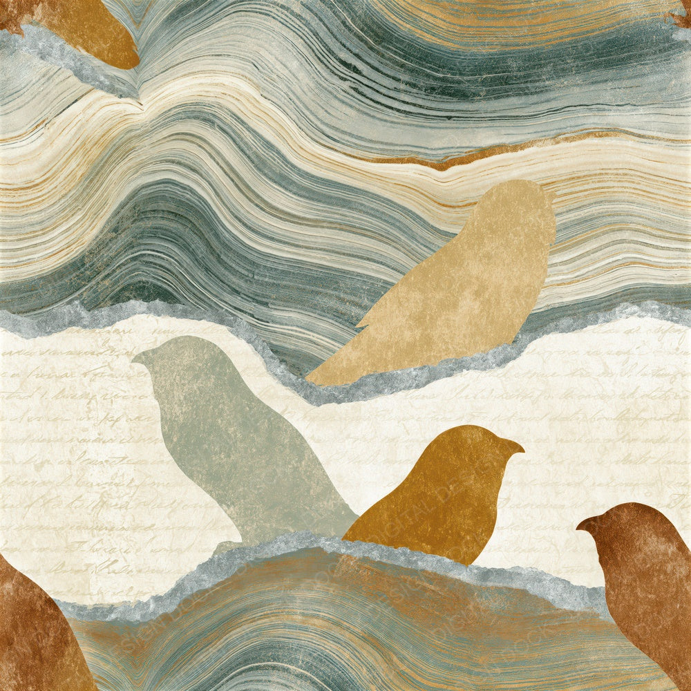Suminagashi Tawny Owls Adobe Sage Seamless Digital Paper Pack (DDD015101)