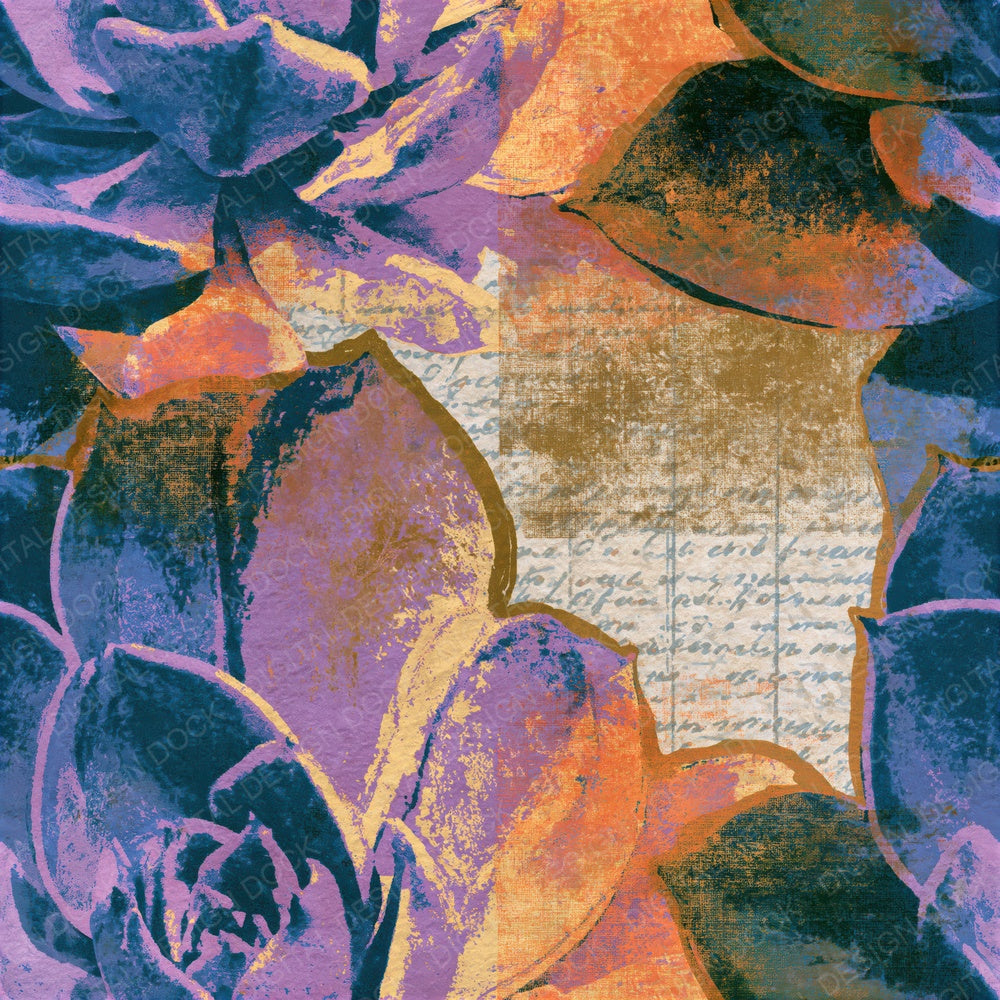 Surrealist Succulents Lavender Butter Seamless Digital Paper Pack (DDD015103)