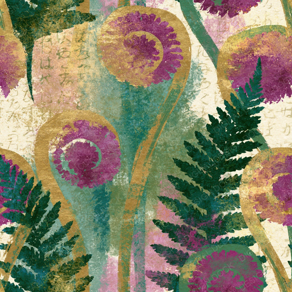 Impressionist Fiddlehead Ferns Magenta Jade Digital Paper Pack (DDD015110)
